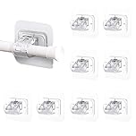Mtbricey 8 PCS Self-Adhesive Curtain Hooks Transparent Drapery Hooks for Bathroom Kitchen No Drill Curtain Rod Brackets Curtain Pole Wall Bracket Towel Rod Hook for Doors Windows Clothes Hanging