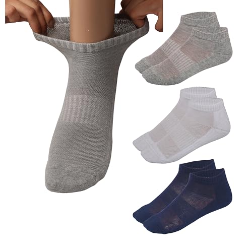 Men Cotton No Show Mesh Socks Low Cut Breathable Reinforced Double Layer Cushioned Seamless Ribbed Instep Firm Grip