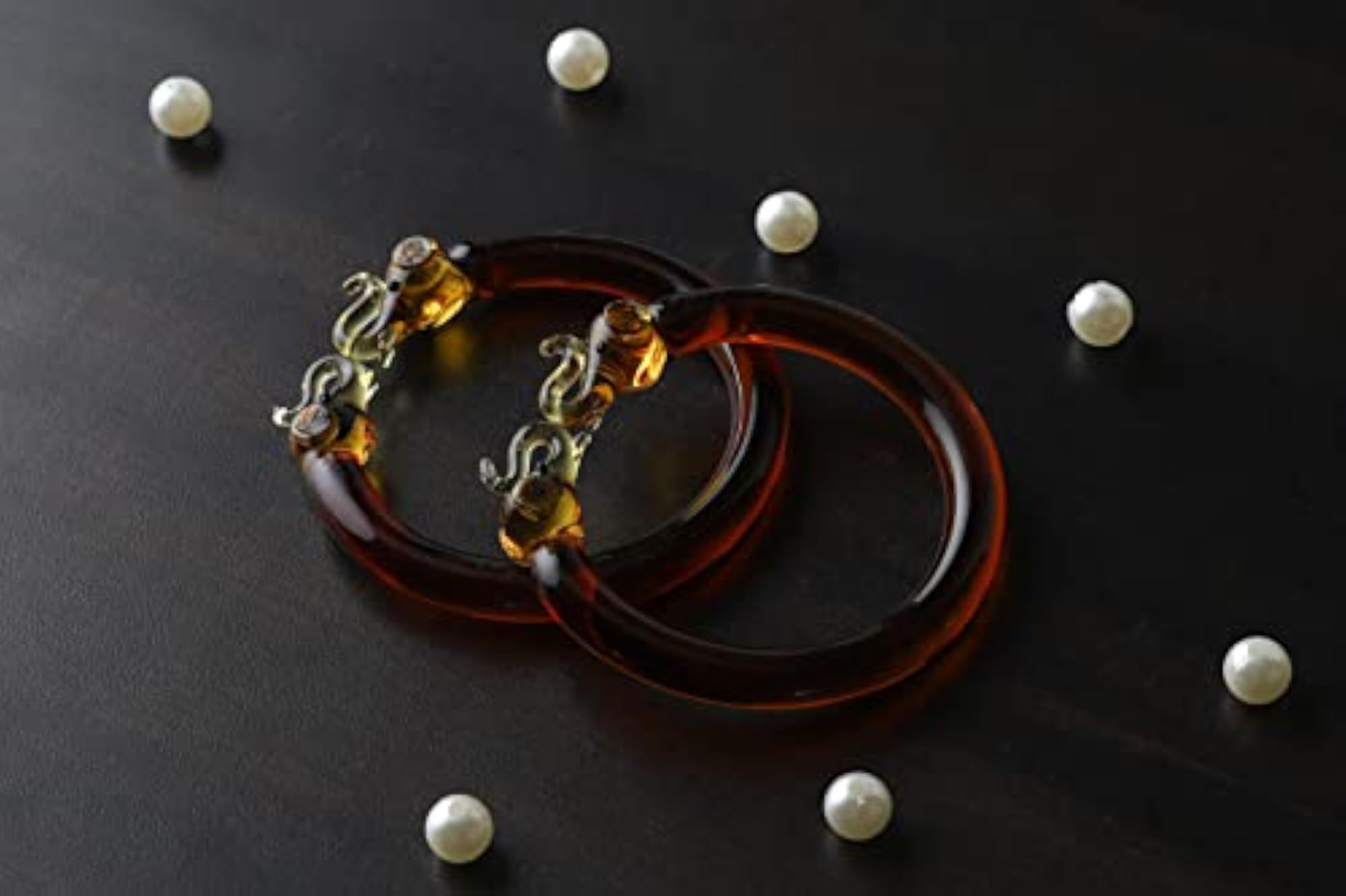 Elephant Crystal Glass Bangle Cuff, Pack of 2 Pieces