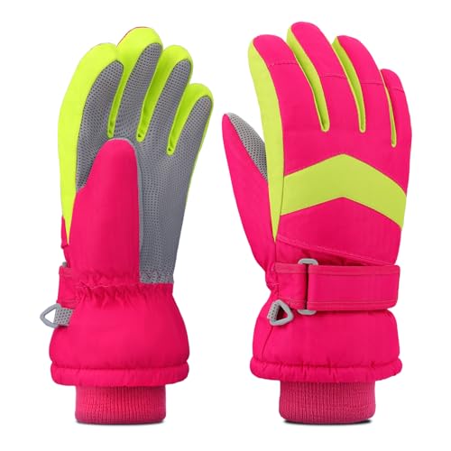 Leeboom Kinder wasserdichte Winterhandschuhe für 3-13 Jahre Mädchen und Jungen, Skihandschuhe, Snowboard Laufen Radfahren Wandern
