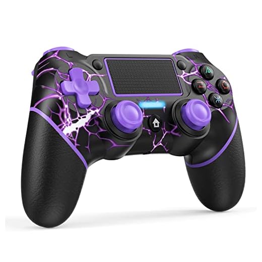 Reddening Controller sans fil pour ps4/PC Manette de jeu sans fil avec moteurs de mouvement et fonction audio, mini-indicateur LED, câble USB et antidérapant -Purple