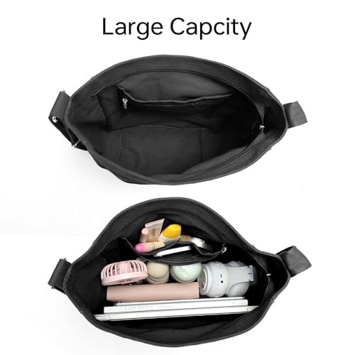 Bolso Hobo de Lona GEMIU para Mujer y Hombre Negro miniatura 6