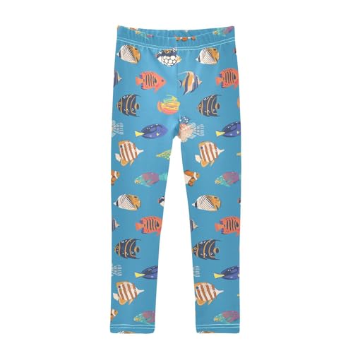 Girls Basic Leggings Baby Girls Pants Colorful Fishes Soft Footless Stretchy Tights Pants 4-10Y