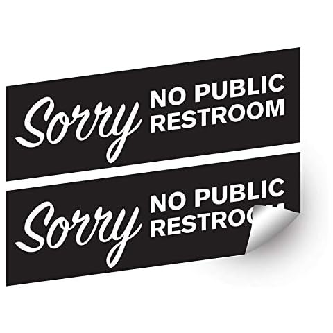 2 Pack of No Public Restroom Signs Window Sticker, 2.75” x 8.5” White and Black Self Adhesive Peel and Stick Bathroom Decal Sticker for Door or Window, Great No Public Restroom Signs for Business Cover