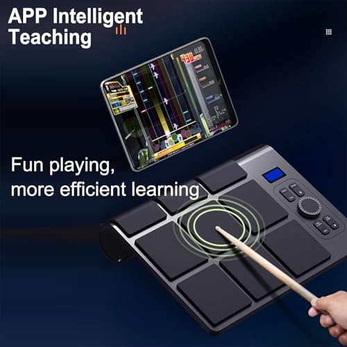Tamburo elettronico, pad campione portatile a percussione, 9 pad sensibili alla velocità, con display LCD, per bambini in età scolare