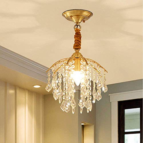 Lustre en cristal de style européen haut de gamme en cuivre pour l'entrée