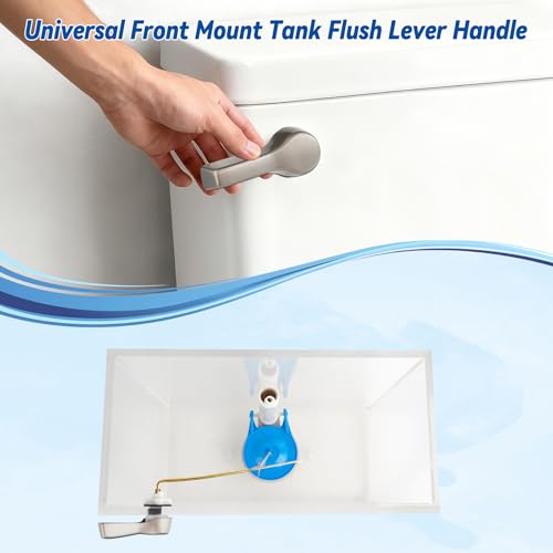 Image of Hibbent Universal Metal Front Mount Flush Toilet Handle Kit, Brushed Nickel