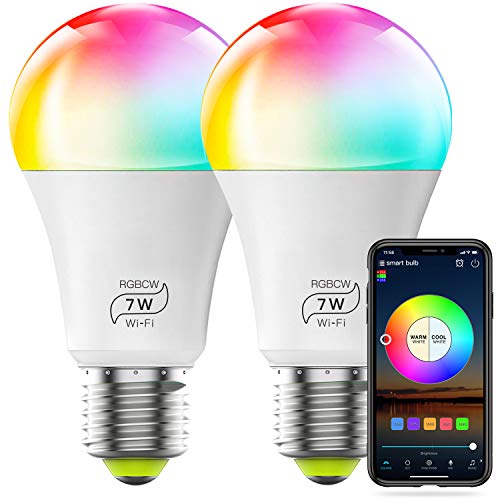 Smart Light No Hub Required, A19 7w (60w Equivalent) 2700k-6500k White and Color