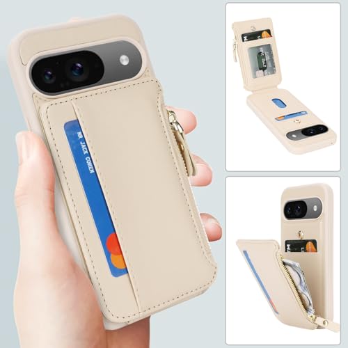 Image of Cavor for Google Pixel 9 /9 Pro Case Wallet with Card Holder, Cream
