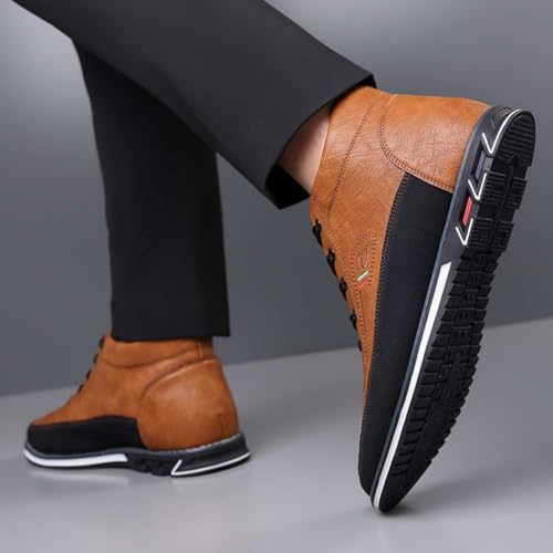 Image of Men's Casual Dress Boots Motorcycle Boots Plus Size Ankle Boots Lace Up Fashion Leather Boots Business Wedding Party Shoes