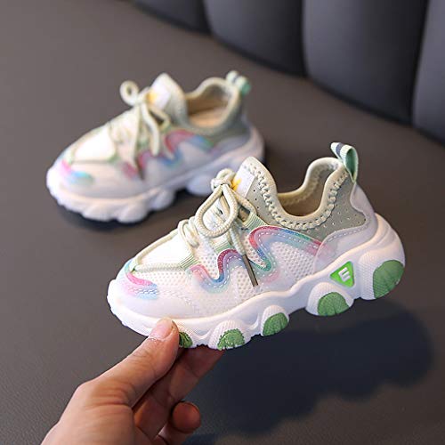 Breathable Girls Infant Shoes Lace Up Baby Toddler Mesh Kids Soft Baby Shoes Infant Shoes (Green, 15-18 Months)4