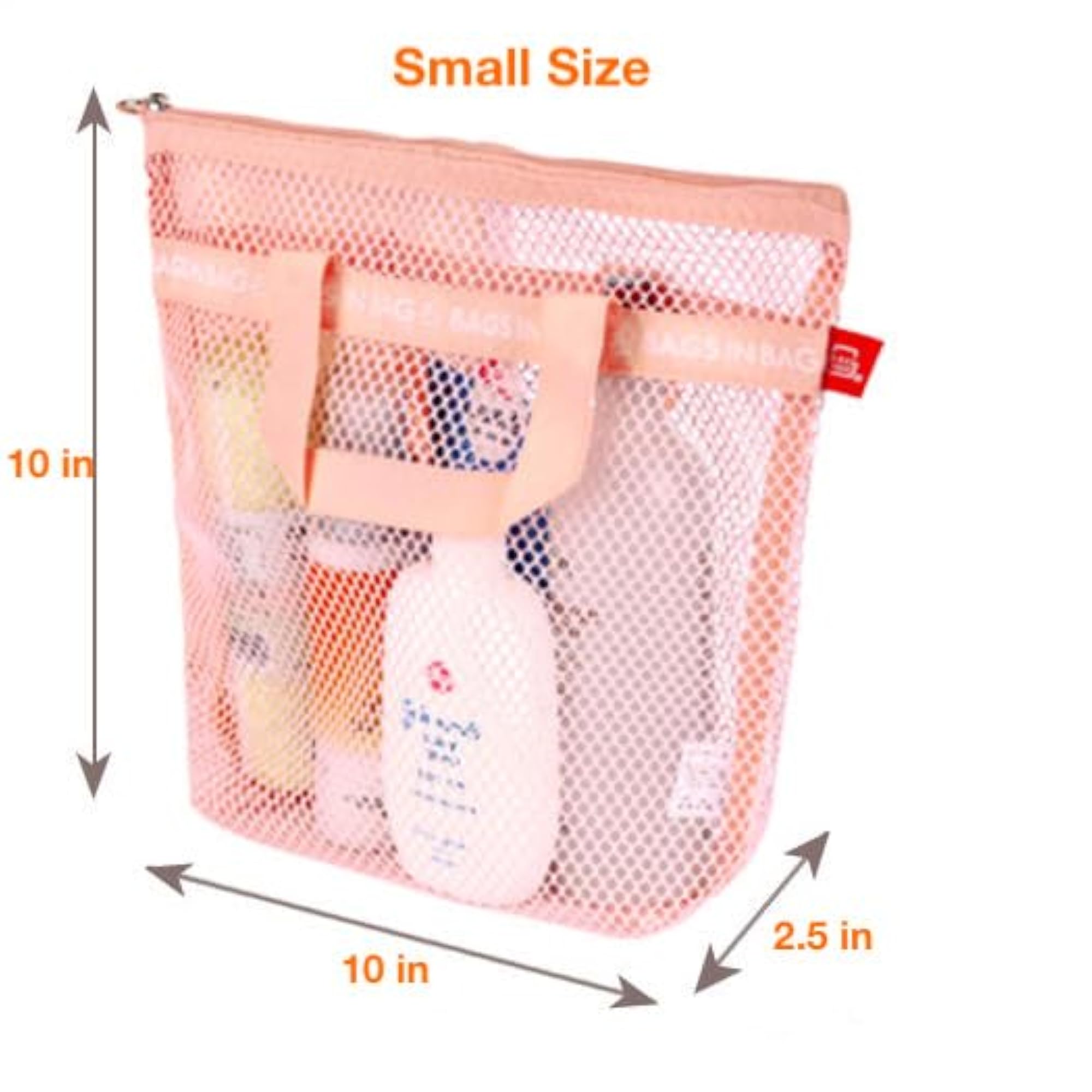 Mesh Travel Shower Caddy Tote, Small Pink Organizer