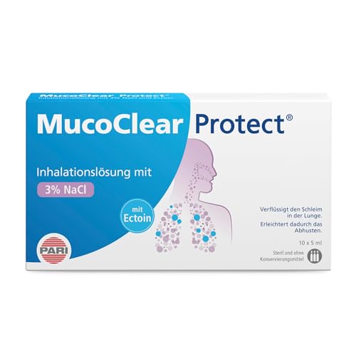 PARI MucoClear ProteECT 3% NaCl Inhalationslösung mit Ectoin Hypertone Kochsalzlösung zum Inhalieren für Kinder und Erwachsene 10 Ampullen á 5ml Steril ohne Konservierungsstoffe