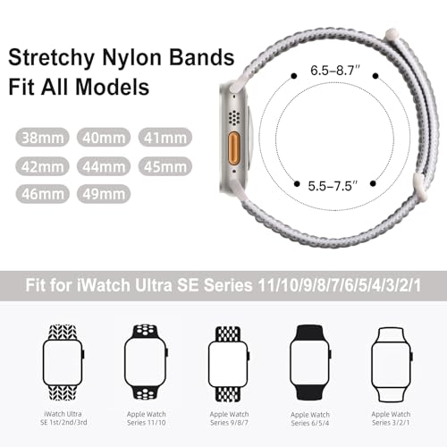 3 Pack Nylon Band Compatible with Apple Watch Bands for Women Men - image 9