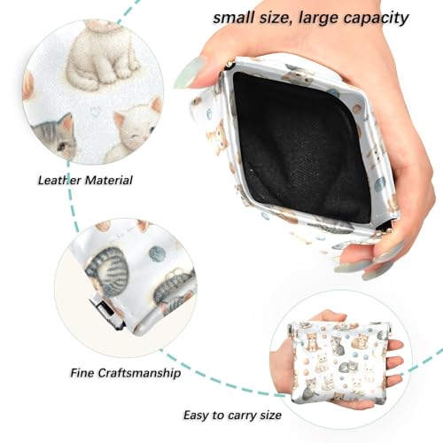 Playful Cats Coin Purse Leather Pouch Change Purse, Squeeze Coin Pouch for Cards, Keys & Lipsticks, Unisex2