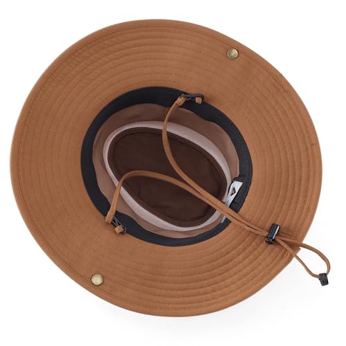 Image of Home Prefer UPF 50+ Wide Brim Sun Hat Mesh Crown Foldable Cotton Bucket Cowboy Hat for Men Safari Golf Fishing Beach Garden