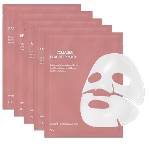 Bio Collagen Mask Korean, 5Pcs Bio Collagen Maske Overnight, Hydratisierende Übernachtmaske, Anti-aging Kollagen Gesichtsmaske, Lösliche Collagen Night Wrapping Mask Sheet Mask