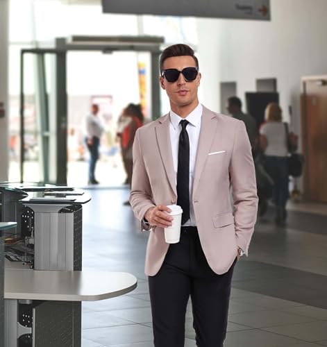 Mens Blazer One Button Slim Fit Suit Jacket Lightweight Business Wedding Prom Casual Sport Blazer3