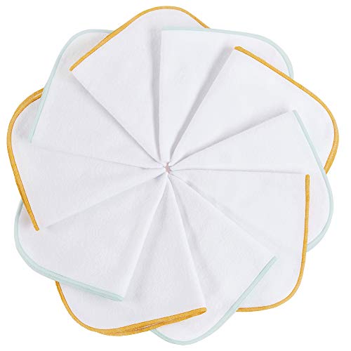 mimaDu - 10er Set Moltont&uuml;cher Baby Baumwolle OekoTEX 25x25cm - Flanellwaschlappen weich f&uuml;r sensible Haut - Kinder Waschlappen Babyt&uuml;cher waschbar, wiederverwendbar - Mehrweg T&uuml;cher in Gold/Mint/Wei&szlig;