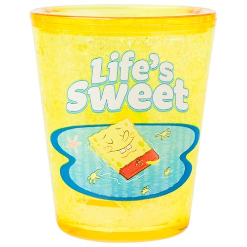 Image of Silver Buffalo SpongeBob SquarePants 4 Piece Plastic Freeze Gel Mini Cup Set, 1.5 Ounces