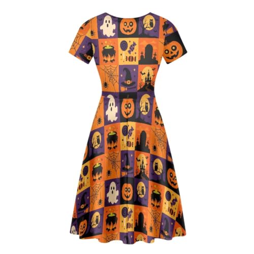 Image of Forchrinse Summer Dresses for Women Crew Neck Short Sleeve Midi Dress Casual Beach Vacation Sundress