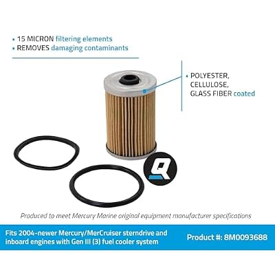Quicksilver 8M0093688 Water Separating Fuel Filter for MerCruiser Engines with Gen III Fuel Cooler