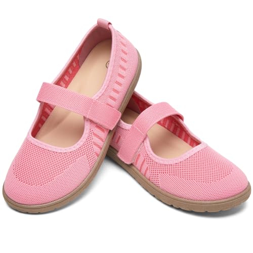 Image of Waluzs Wide Toe Box Flats Shoes Women Knit Ballet Flats Mary Jane Dress Flat Wide Width Walking Shoes Slip-on with Strap