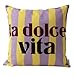 CB Home & Style Outdoorkissen Gartenkissen Wasserabweisend Wasserfest mit Streifen Hallo Sommer Bella Ciao La Dolce vita 45x45cm mit Füllung (Gelb/Lila - La Dolce vita)