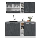 FORNITURA: Cucina senza piano di lavoro, materiale di montaggio, istruzioni di montaggio (se non diversamente specificato, gli elettrodomestici e le decorazioni non sono inclusi nella fornitura).