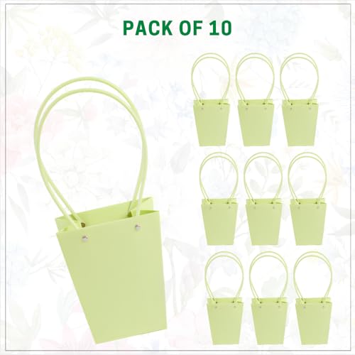 Image of Oasis Pack of 10 Conical Green Flower Hamper Bags | Premium Floral Packaging Bags for Rakhi Gift Hampers, Flower Bouquets, Wedding, Return Gifts, Decorative Presentation & Florist Supplies.
