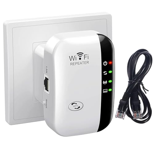 Amplificador WiFi, amplificador de WiFi, repetidor WiFi cubre hasta 3000 pies cuadrados, repetidor inalámbrico de Internet con puerto Ethernet, configuración de 1 toque, punto de acceso, compatible