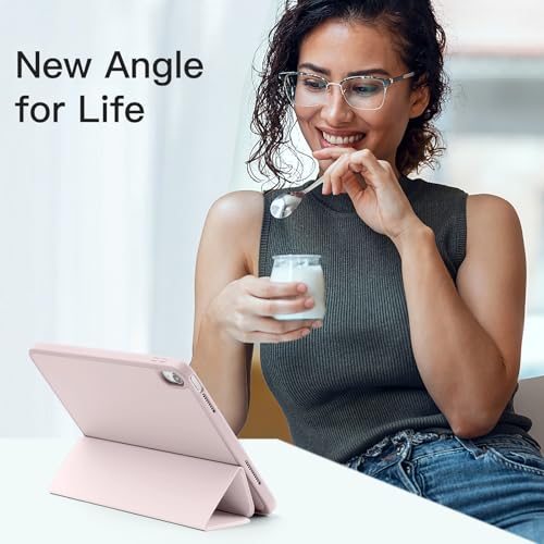Image of Akkerds Compatible with iPad (A16) 11th Generation Case 11 Inch 2025, for iPad 10th Generation Case 10.9 Inch 2022 with Pencil Holder, Slim Trifold Stand Protective Cover with Soft TPU Back, Pink