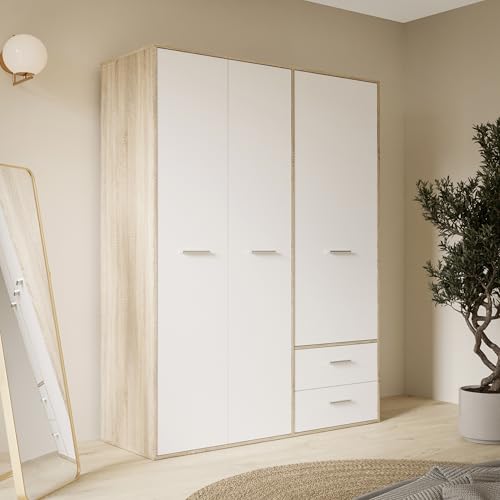 Forte Jupiter Kleiderschrank 140 150, Schrank mit 3 Türen und 2...