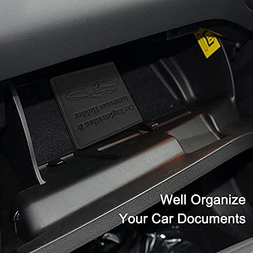 Car Registration And Insurance Holder, Premium Pu Leather Vehicle Glove Box Car Organizer Men Women Wallet Accessories Case For Id, Driver's License, Key Contact Information Cards - Black #TOP6