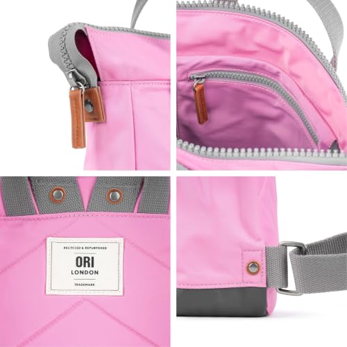 Image of ORI LONDON Small Tote Bag Backpack - Nylon Tote Backpack for Women & Men with Wide Mouth, Chunky Zippers, Multiple Pockets, Adjustable Straps - The Bantry, Orchid Backpack, 12.6x9x4