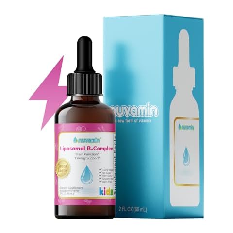 Nuvamin – Liquid Liposomal B-Complex Drops for Baby, Toddlers, Kids, & Adults, 2Fl.Oz (60ml), 60 Daily Serving. Great Taste - All Natural - Vegan, Raspberry Flavor Cover