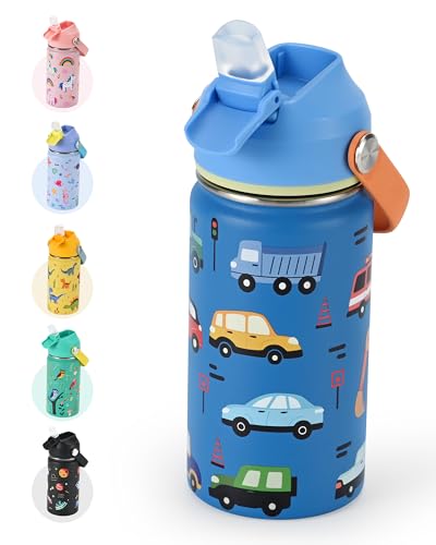 Botella de Agua para Niños 14oz, Termo Aislado para Niños de Acero Inoxidable