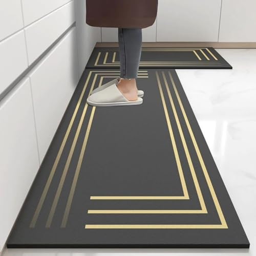Image of Kitchen Anti Slip Mat for Floor, Waterproof Washable Kitchen Mats, Non Slip Kitchen Floor Mats for Home, Soft Mats for Kitchen, Kitchen Mats for Floor Anti Slip (3 LINE MAT)