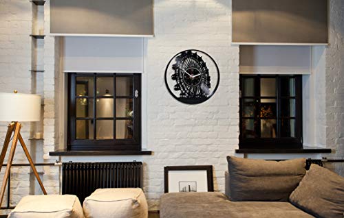 Handmadecorp Ferris Wheel Wall Clock Vintage Vinyl Record Retro Wall Clock Large Attraction Wall Clock 12 Inch Birthday Gift Fairy Gift For Girl New Year Gift Ferris Wheel Home Wall Decor #TOP2