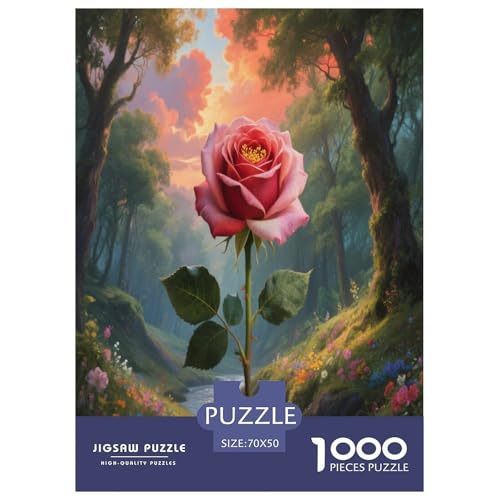 Rompecabezas imposible de rosa 1000 piezas, obra de arte de 70x50 cm para adultos