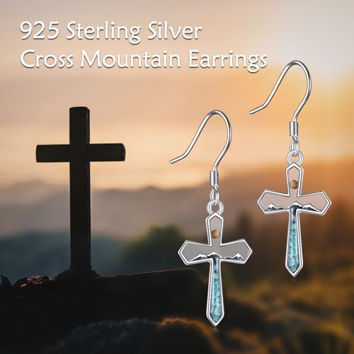 Boucles d'oreilles montagne en argent 925 et turquoise fine - 6