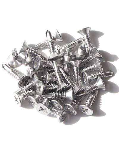 Image of IMScrews 100pcs #10 x 3 /4 inch Stainless Flat Head Phillips Self Drilling Screws, 410 Stainless Steel Full Thread Sheet Metal Tek Wood to Metal Screws