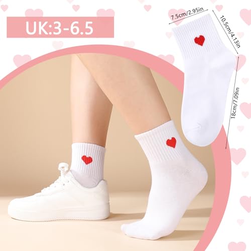 Image of Jspupifip Women's Cute Ankle Crew Socks, 5 /6 Pairs Novelty Fun Heart Casual Calf Sock, Cotton Athletic Running Socks 5.5-8.5