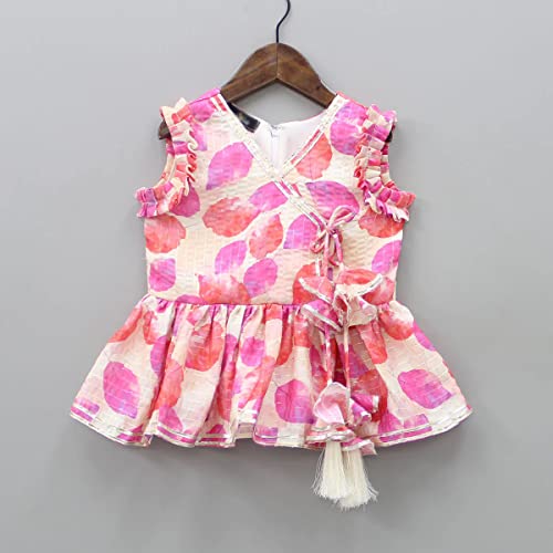 Image of Prawah Girls Printed Western Top and Orange Flared Palazzo for Girls 2 to 9 Years