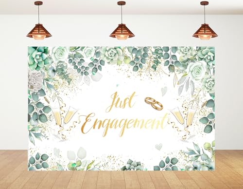 12x10ft Just Engagement Photography Backdrop Eucalyptus Greenery Succulent Gold Glitter