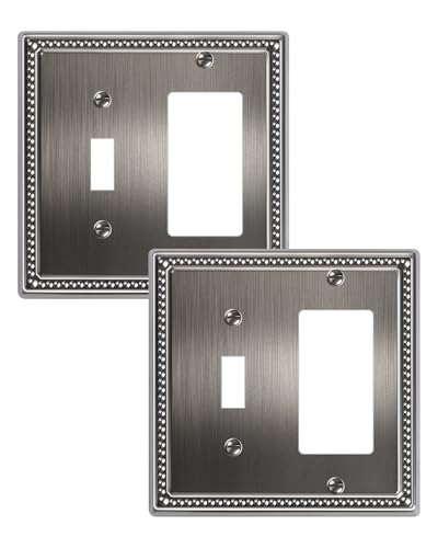 TREEWELL 2-Pack Combo Toggle/Decorator Switch Cover Plate, Heirloom Silver