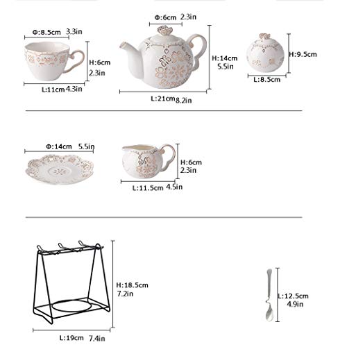 Juego de café Copa de café de cerámica Set, 6 onzas (unos 150 ml) y 6,6 cucharadas de platillo, 1 Cafetera, 1 azucarero… - Imagen 3