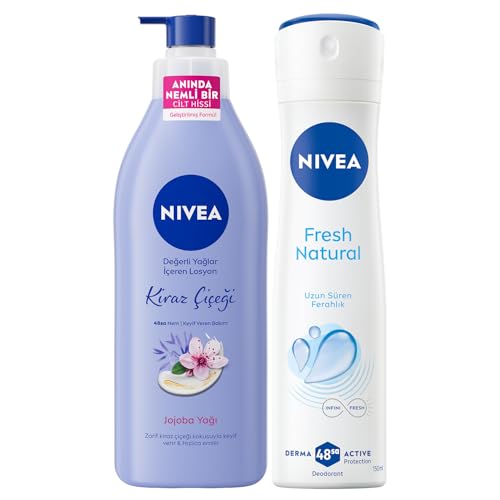 Değerli Yağlar İçeren Vücut Losyonu Kiraz Çiçeği & Jojoba Yağı, 400 ml + Kadın Sprey Deodorant Fresh Natural 150 ml
