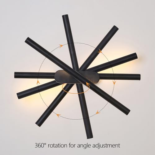 Aplique de pared minimalista de diseño largo rectangular negro con giro de 360° para interiores 2