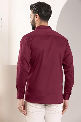 Image of FILO HEVIS Men's Solid Regular Fit Cotton Casual Shirt with Spread Collar & Full Sleeves.